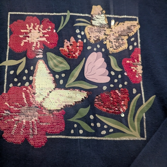 Sergent Major Navy Kids Hoodie with Floral and Butterfly Motif - Picture 2 of 5